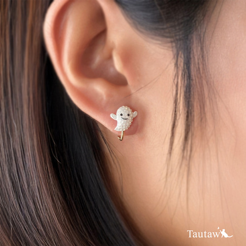 ハロウィン　パンプキンオバケピアス 耳たぶ ピアス 16G ハロウィン かぼちゃ おばけ パンプキン