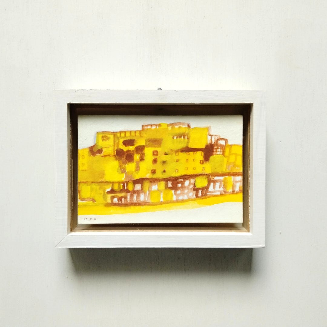 アクリル画｜原画「石畳の町」※木製額縁入り　インテリアアート　送料無料