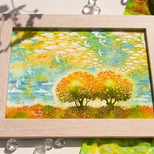 ☆】金木犀に染まる空 (Creema限定プレゼント付き) 絵画 てじまともこ