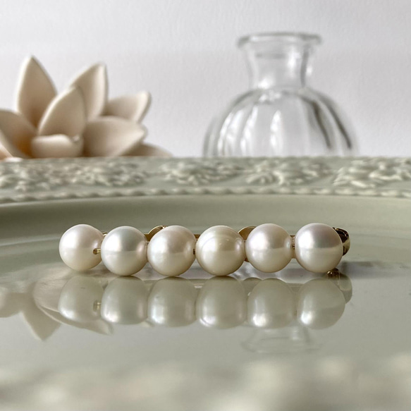 ちょっぴり大粒・淡水バロック真珠ブローチ＊ストッパー付き本格金具