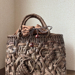 国産山葡萄 山葡萄かごバッグ 手作り 山葡萄籠バッグ 太ひご 乱れ編み