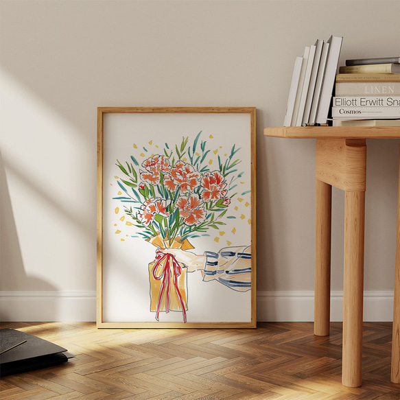 【お得な3枚セット】カーネーションの花束ポスター  母の日　インテリアポスター　A4サイズ〜 2枚目の画像