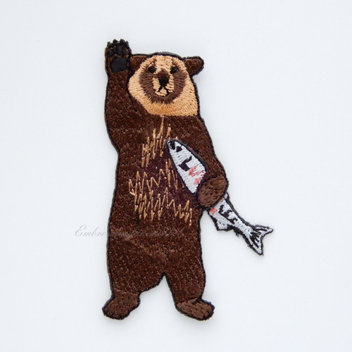 ヒグマ 野生動物 刺繍ワッペン ワッペン・アップリケ Embroidery