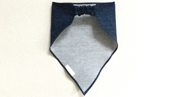 デニム風無地  子供用三角巾　ゴム紐付 14枚目の画像