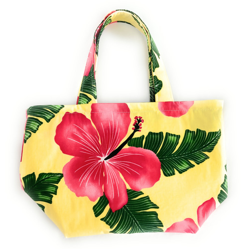 トートバッグ サブ ショルダ リバーシブル ハワイ 花 葉 タパ
