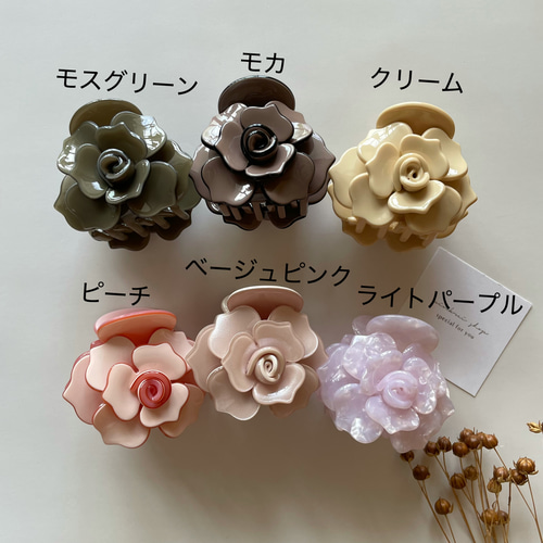 フラワーバンスクリップ 花 椿 大人かわいい シンプル おしゃれ ヘア