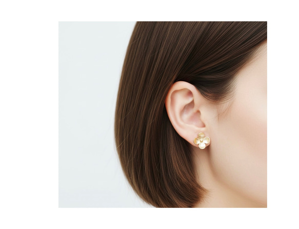 送料無料【24KGP（SV925）】花フラワー スタッドピアス  ゴールド　シンプル　silver925 6枚目の画像