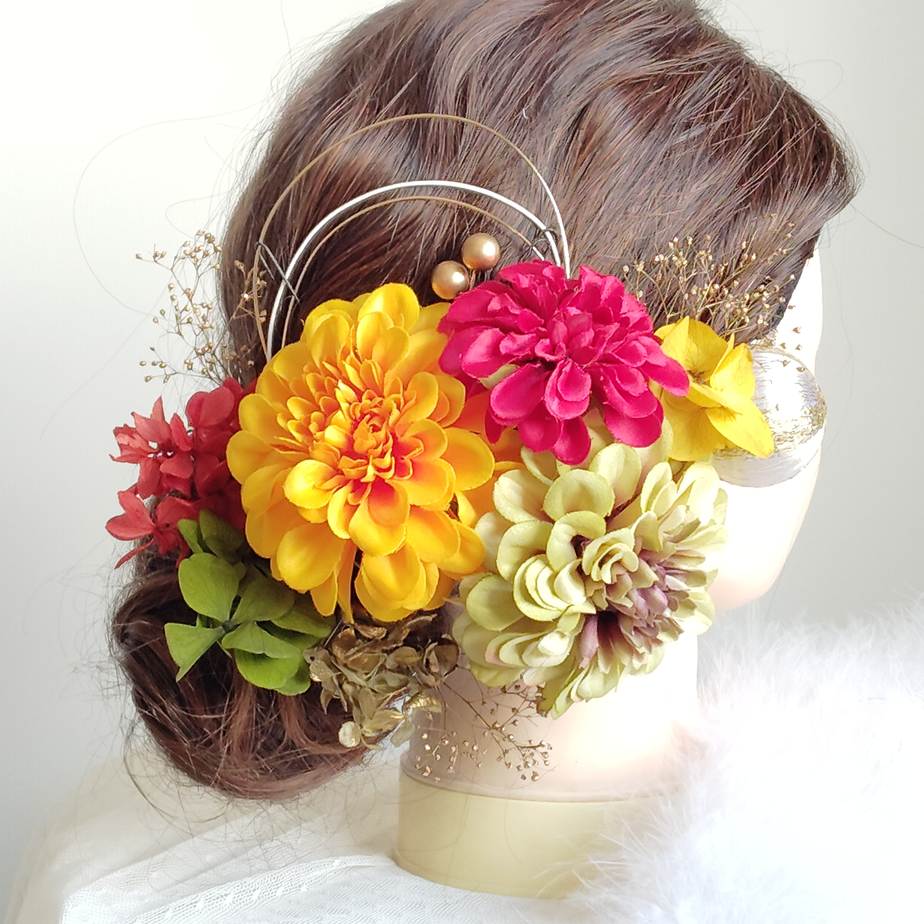 琉花＿＿紅型（びんがた）振袖の髪飾り　卒業式　成人式 　結婚式　髪飾り 　色打掛　振袖　着物　袴　和装　前撮り