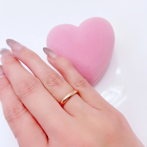♡ぷっくりハート♡*＊ 桜色リング ケースと巾着付き ロゼピンク