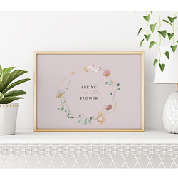 春の花のリースポスター / i1681 /  ベージュや淡いピンクの花束　インテリアポスター 4枚目の画像