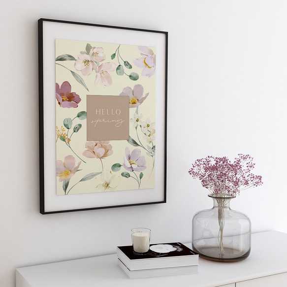 春の花のポスター / i1680 /  ベージュや淡いピンクの花束　インテリアポスター 3枚目の画像