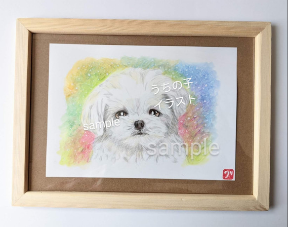 ペット似顔絵 犬似顔絵 マルチーズイラスト (愛犬オーダー うち ペット似顔絵 犬似顔絵 マルチーズイラスト (愛犬オーダー うち