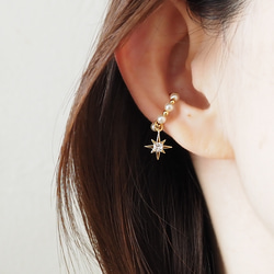 ジルコニア雪の結晶❅とクリスタルパールのイヤーカフ（片耳用