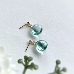 〜Sea green〜 Green Amethyst Quartz Earrings 14kgf 17枚目の画像