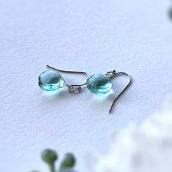 〜Sea green〜 Green Amethyst Quartz Earrings 14kgf 10枚目の画像