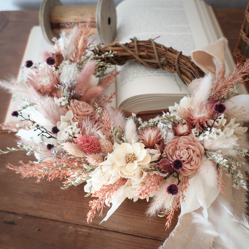 小花のドライフラワーリース リース howdy flower 通販 10403998