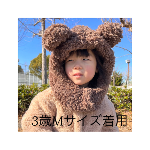 ハンドメイド　うさみみ　くまみみ　ネックウォーマー くま耳のフードネックウォーマー 帽子(ベビー・キッズ) haneko 通販