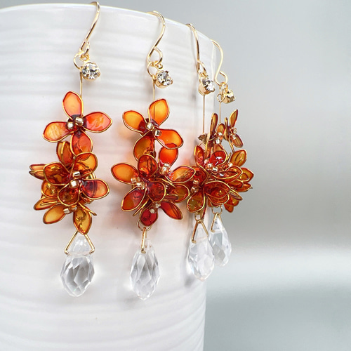 金木犀 ピアス/イヤリング ディップアート アメリカンフラワー 秋