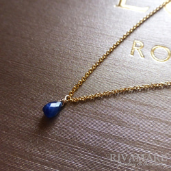 特集掲載「空の宝石－空からのしずく－」ブルーサファイア ソリティア 一粒 ドロップ ブリオレットカット ネックレス 3枚目の画像