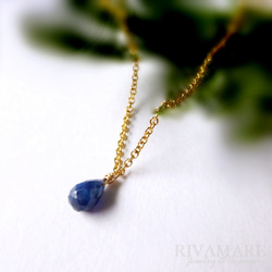 特集掲載「空の宝石－空からのしずく－」ブルーサファイア ソリティア 一粒 ドロップ ブリオレットカット ネックレス 6枚目の画像