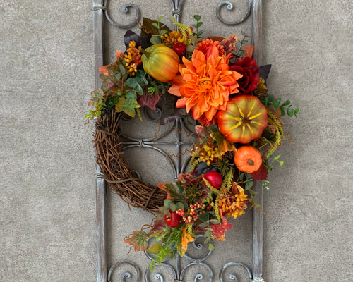 オレンジ系 ハロウィンリース OLS-org30001 30cm