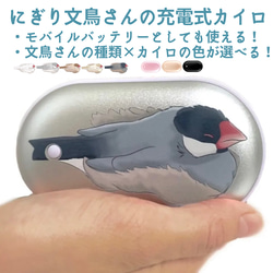 にぎり文鳥さんの充電式カイロ(モバイルバッテリー) 1枚目の画像