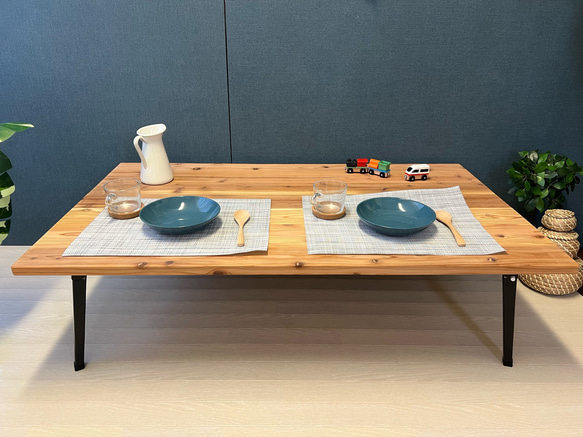 送料無料】 ローテーブル 長方形 120cm 70cm スギ 折りたたみ脚 ロー 