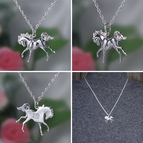 馬の姿が美しい(駆ける)シルバーペンダント（950シルバー 2664PNS