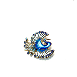 Jul’s尋愛綺夢-vintage*藍鳳凰*挪威古董精品漸層藍色琺瑯純銀華麗鳳凰大型胸針 別針 第3張的照片
