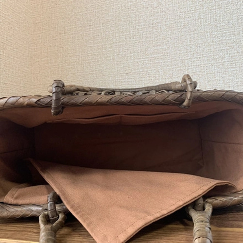 胡桃 胡桃籠バッグ 手作り くるみかごバッグ 市松編み、立体花編み 内