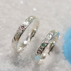 ハワイアンジュエリー ３㎜ エメラルド ルビープルメリア ホヌ リング