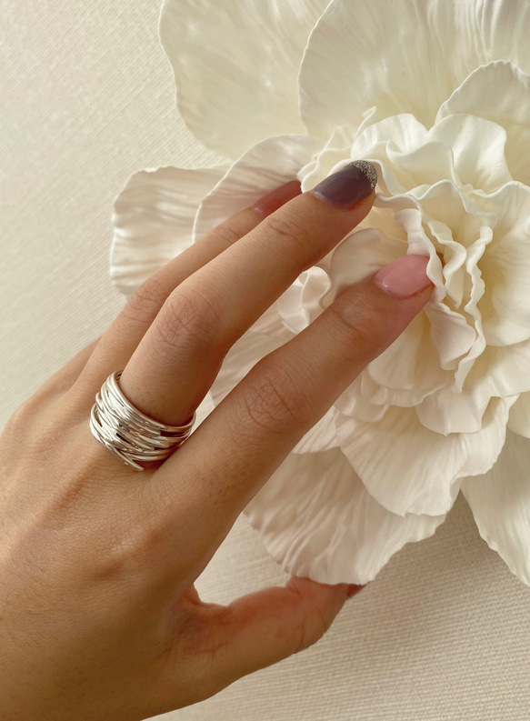 ♡シルバー925/重なったボリュームリング♡R2741 3枚目の画像