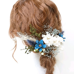 プリザ紫陽花とテールリードとかすみ草のヘッドドレス ウェディング 7枚目の画像