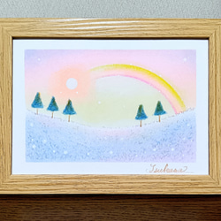 パステルアート 雪晴れの暁とダイヤモンドダスト パステル画原画 絵画