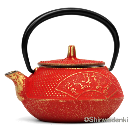 赤色金色装飾の陶器急須 日本製 中尊寺（金/赤）0.3L 急須 ティーポット お取り寄せ】南部鉄器 工芸品