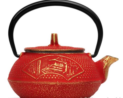 ◆新品未使用◆ 南部鉄器 急須 赤 雅 お取り寄せ】南部鉄器 ティーポット 急須 中尊寺（金/赤）0.3L