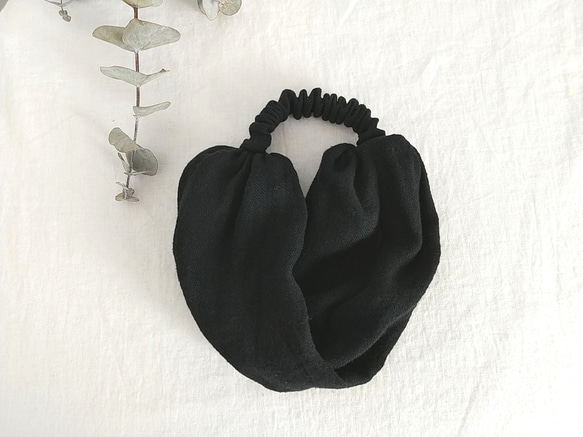 秋季/冬季 * 亞麻頭巾...黑色 第4張的照片