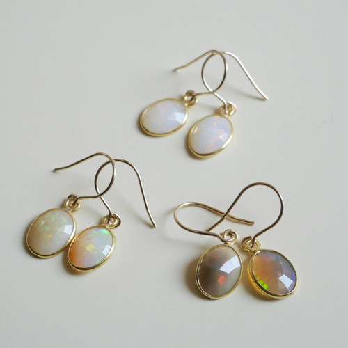 14kgfカラーオパール・エチオピアラウンドピアス/イヤリング