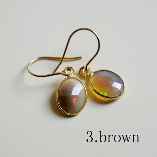 14KGF エチオピアオパールピアス 14kgf*Ethiopian Opal Stud Earrings 【宝石質】エチオピア産