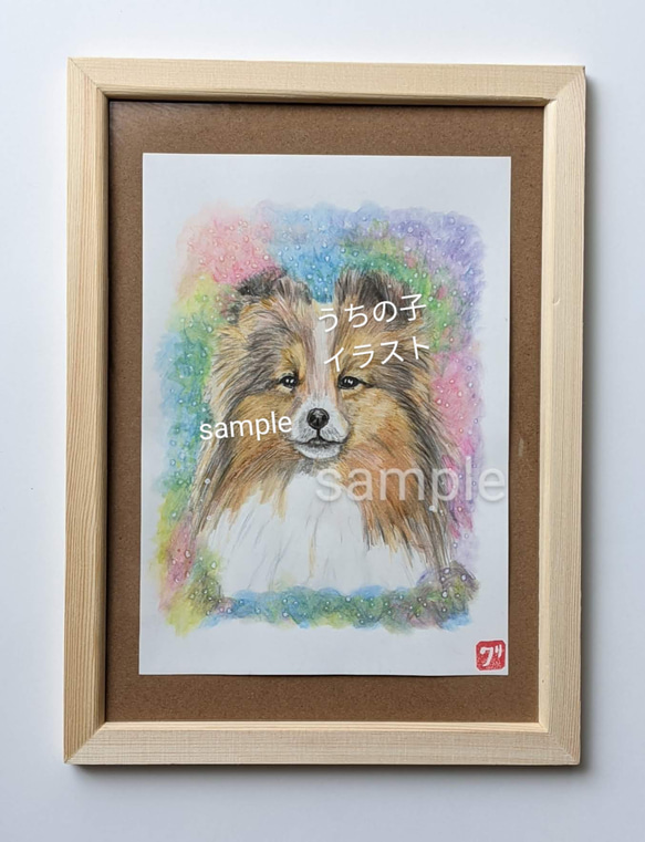 ペットの似顔絵オーダー　シェルティ ペット似顔絵 犬似顔絵 シェルティイラスト(愛犬オーダー うちの