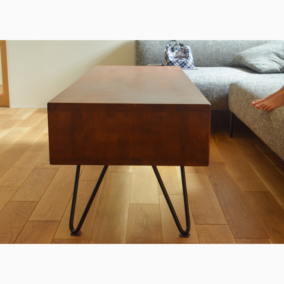 オーダーメイド 職人手作り ローボード センターテーブル 机 おうち時間 家具 天然木 インテリア アイアンウッド LR 3枚目の画像