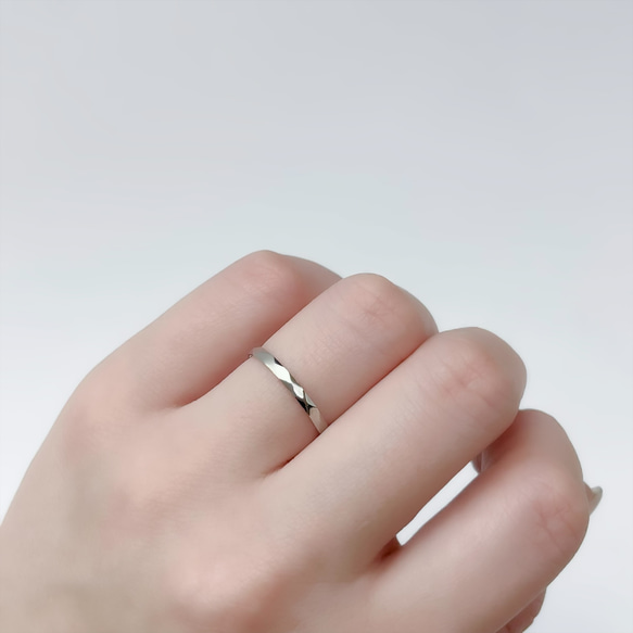 『さざ波メモリーズ＊*』ステンレス プレゼント シンプル ペアリング 指輪 刻印 名入れ 結婚指輪 3枚目の画像