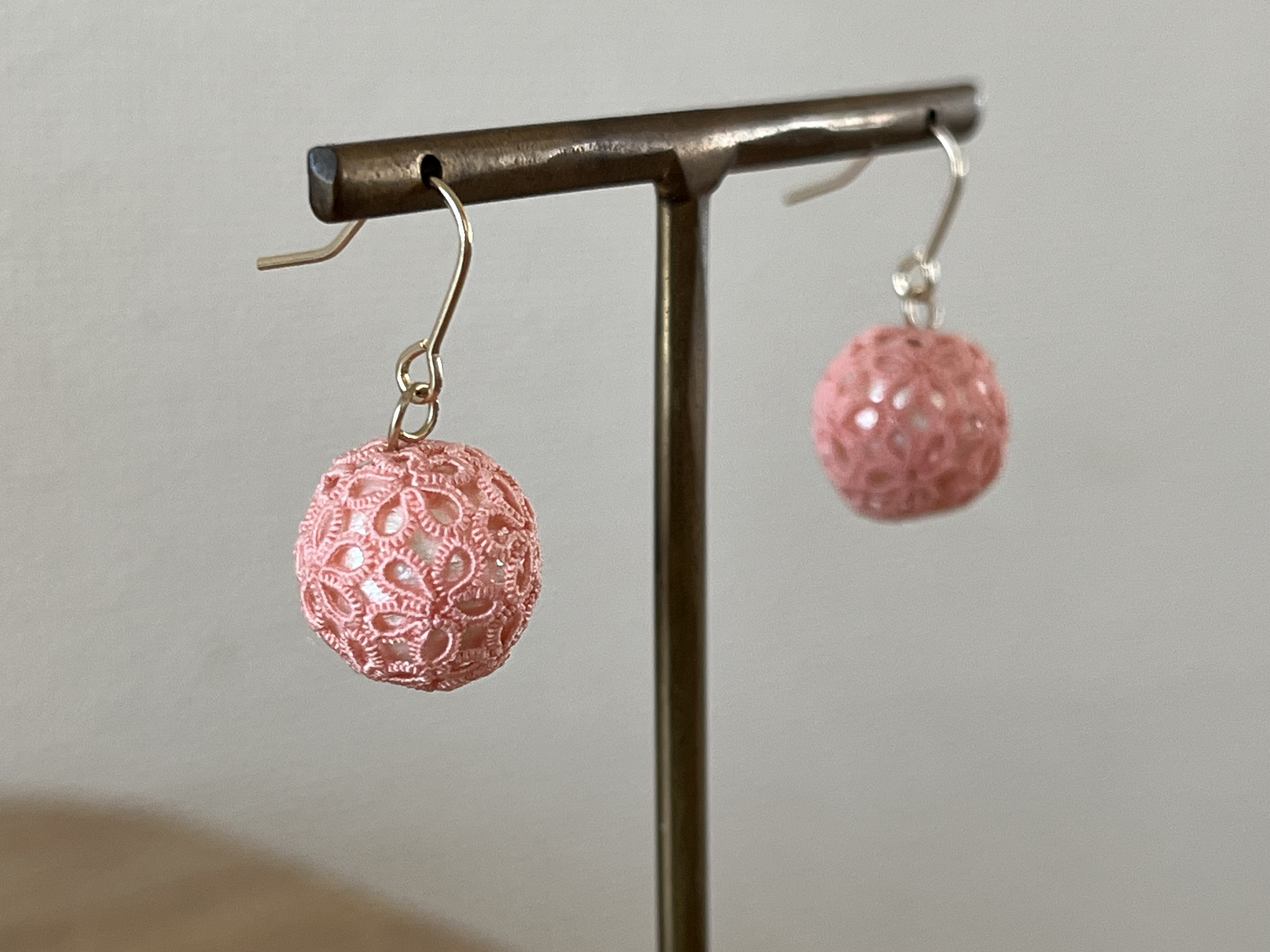 タティングレース【花まり】桜/ピアス／ノンホールピアス／イヤリング