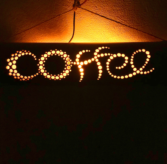 幻想あかり　～coffee～　bamboo　lamp 　コーヒー　看板　癒し　竹　ランプシェード 1枚目の画像