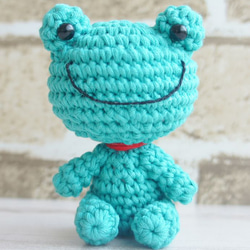 受注製作】無事にカエル♡かえるさんキーホルダー (ピンク) あみぐるみ