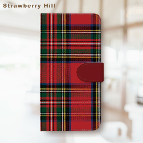 タータン チェック 赤 スマホケース 手帳型 スマホカバー けいたい
