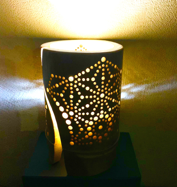 幻想あかり　～magara弐～　bamboo　lamp 　麻柄　癒し　竹　ランプシェード　ＭＧ０２ 2枚目の画像