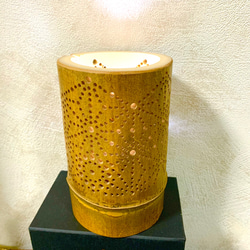 幻想あかり　～magara弐～　bamboo　lamp 　麻柄　癒し　竹　ランプシェード　ＭＧ０２ 4枚目の画像