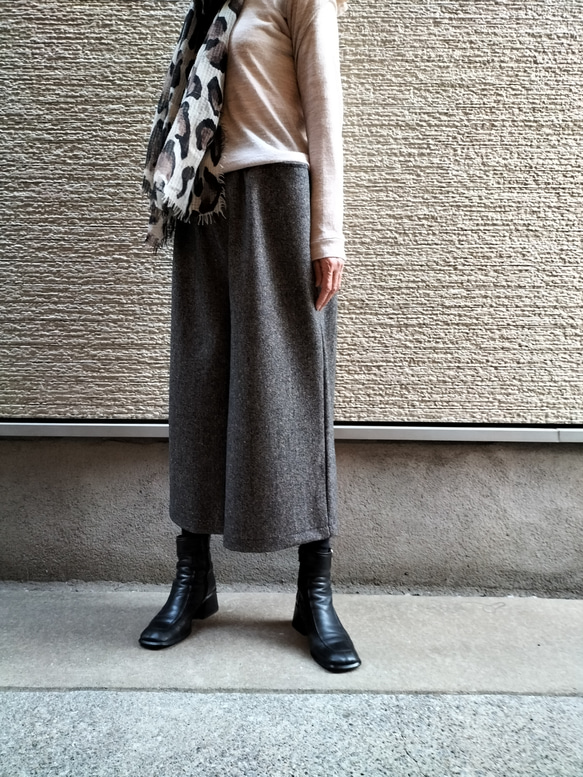 2025AW♥イタリア製ツィード♥『甘くなりすぎない』細見え♥ワイドパンツ【M,L,2L,3L,4L】 4枚目の画像