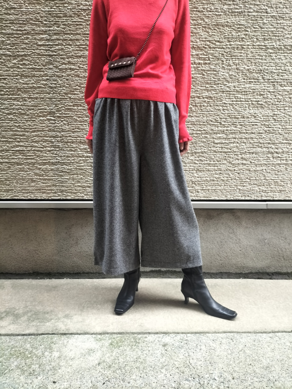 2025AW♥イタリア製ツィード♥『甘くなりすぎない』細見え♥ワイドパンツ【M,L,2L,3L,4L】 8枚目の画像